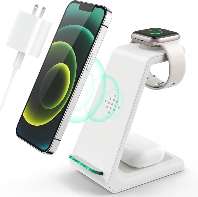 3 in 1 Wireless Charging Station, 2026 Upgraded Fast Desk Charger Station for iPhone 17 16 15 14 13 12 Pro Max Plus, Charger Stand for Apple Watch 11 10 9 8 7 6 5 4 3 2 Ultra SE, Airpods 4 3 2 Pro by LABJOB