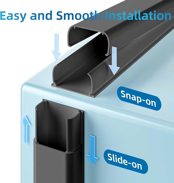 Yecaye 142in Wall Cord Hider for 2-3 Cords, W0.94in H0.47in, Black | Medium Cord Covers for Wires on wall, On-Wall Cord Cover Cable Concealer - Image 4