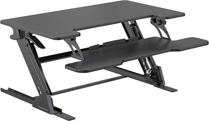 Standing Desk Converter 36 x 24 Inches - Height Adjustable Sit to Stand Riser with Keyboard Tray, Ergonomic Computer Workstation for Music Studio, Home Office, Black - Image 9