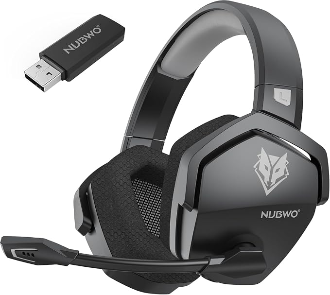 NUBWO Wireless Gaming Headset with Mic for Ps5 Ps4 PC, Zero Interference, 100-Hour Battery All-Day Play, 23ms Sync​ for Fortnite & Call of Duty/FPS Gamers, Triple Mode All Devices Compatible - Gray by NUBWO