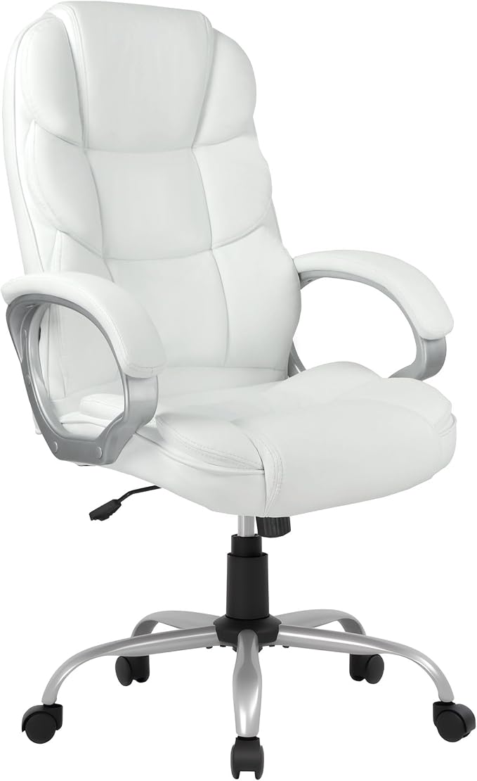 FDW Office Chair Computer High Back Adjustable Ergonomic Desk Chair Executive PU Leather Swivel Task Chair with Armrests Lumbar Support (Beige) by FDW