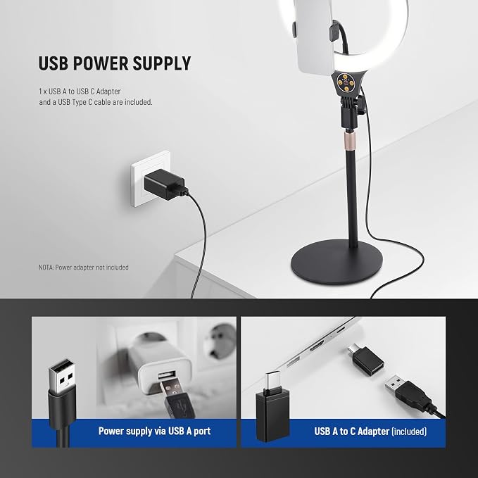 NEEWER Entry Level Version 10.5" Desk Ring Light with Stand/Phone Holder Compatible with iPhone/Remote, 10W CRI85+ LED Lighting for Streaming Recording Makeup Selfie Laptop Video Conference, N22 - Image 7