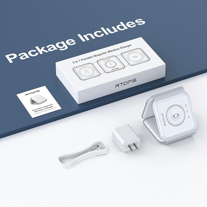 Wireless Charger 3 in 1,RTOPS Magnetic GaN Traval Wireless Charging Station Compatible with Apple Magsafe Multiple Devices for iphone17/16/15/14/13/Pro/Max,iWatch,AirPods4/3/2/Pro(Adapter Includes) - Image 7