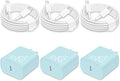 20W Fast Charger for iPhone 14/13/12 [3-Pack, MFi Certified] | USB-C PD power adapter with 6Ft cable, compatible with iPhone 14/13/12/Pro Max/Pro/Plus/Mini, iPad & more - Blue+White by CXX