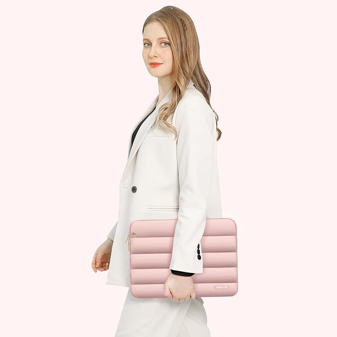 MOSISO Laptop Case 16 inch, 15-15.6 inch Puffy Laptop Sleeve Carrying Case | Compatible with MacBook Pro 16, HP Dell ASUS Acer Toshiba Lenovo, Polyester Horizontal Bag with Small Case, Pink - Image 6