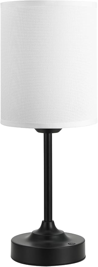 Touch Control Cordlss Table Lamp, USB-C Rechargeable Lamp with Stepless Dimming, 4000mAh Battery Operated Bedside Lamp for Bedroom, Living Room, Night Light & Emergency Lighting, Black, 1 Pack by KakanuoLightings