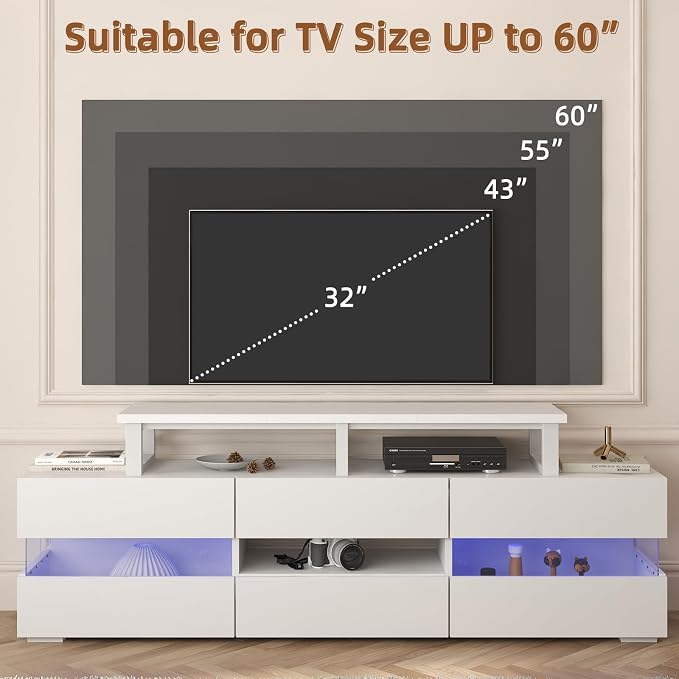 YAOHUOO 45" Large TV Riser for 32-60 inch TV, TV Riser Stand Shelf,White | Steel Legs,Tabletop TV Stand Riser for Home Office,Fit TV/Monitor/Laptop/Soundbar,7.1"Height,Holds up to 120lbs - Image 3