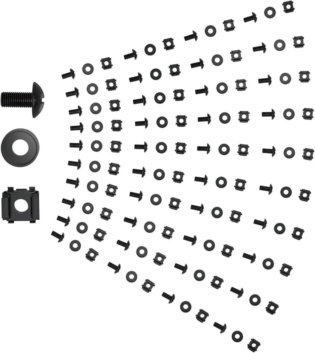 Tecmojo Rack Mount Screws Kit 50 Pack - 12-24 Rack Mount Cage Nuts, Screws and Washers, for Network Racks, Enclosures and Server Cabinets, Tapped Hole and Square Installation - Image 4
