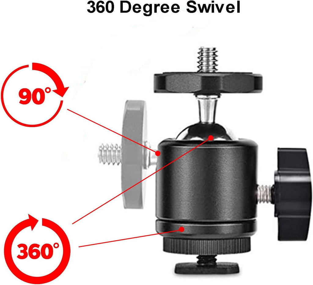 Universal 1/4" Swivel Mini Ball Head Screw Tripod Mount with Hot Shoe（2 Pack）, Eszkozta 360 Degree Rotating Mount Base Adapter for DSLR Cameras HTC Vive Tripods Monopods Camcorder Light Stand… - Image 5