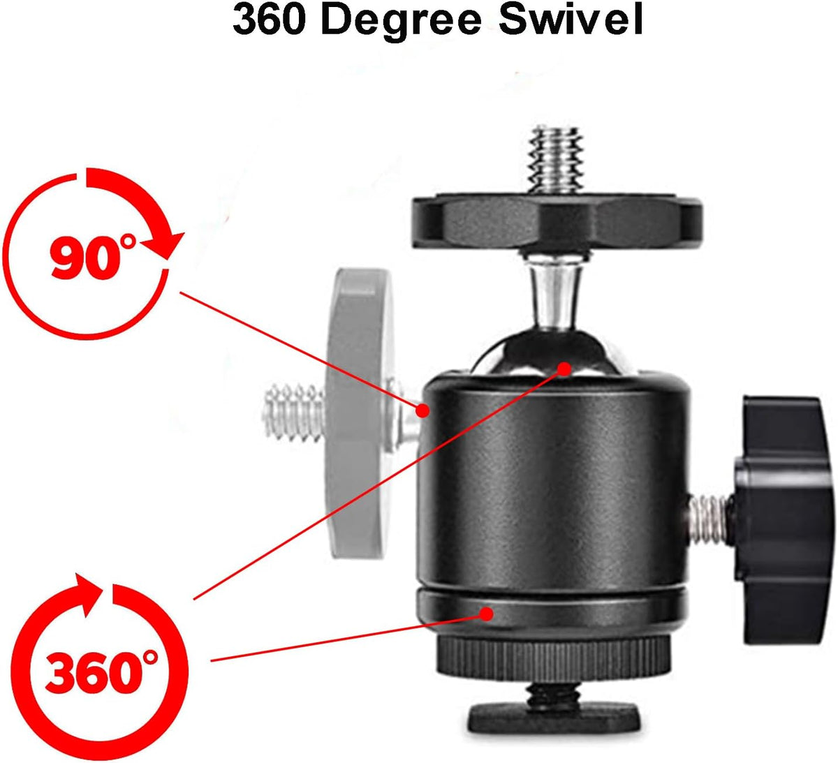 Universal 1/4" Swivel Mini Ball Head Screw Tripod Mount with Hot Shoe（2 Pack）, Eszkozta 360 Degree Rotating Mount Base Adapter for DSLR Cameras HTC Vive Tripods Monopods Camcorder Light Stand… - Image 5