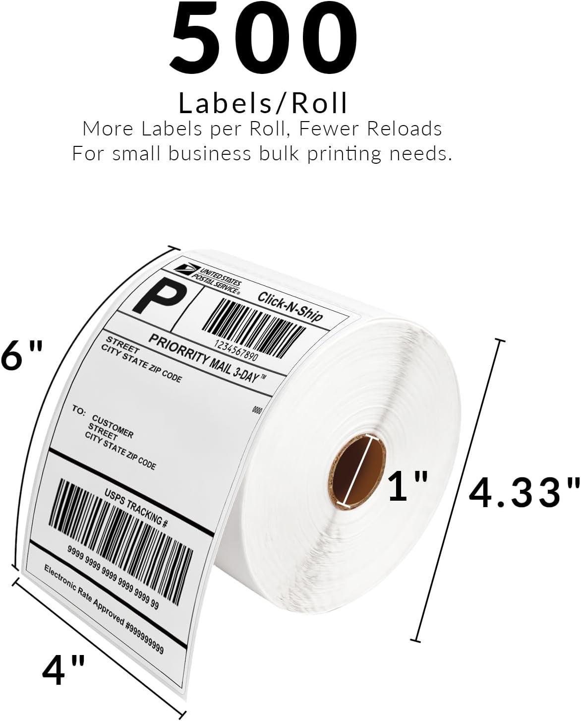 THEBLUETOUCH 4"x6" Direct Thermal Shipping Labels, 500 Sheets/Roll, 1 Roll - Image 2