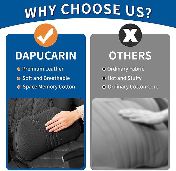 Lumbar Support Pillow for Car Seat, Office Chair, Black, 1PC | Leather Lumbar Pillow Memory Foam Lower Back Cushion for Back Pain Relief Improve Posture, Ergonomic Back Rest Gaming Chair - Image 5