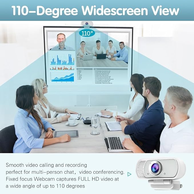 USB c Webcam with Microphone,1080P HD Web Camera for Computer PC Laptop | PC Webcam with Cover&Tripod,110°FOV Wide Angle,Plug&Play Streaming Camera for Switch 2 Laptop Mac Zoom,Teams,Twitch Gaming - Image 2