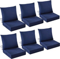 Outdoor Chair Cushions, 24 x 24 Inch Outdoor Cushion for Patio Furniture, Patio Chair Cushion, Waterproof & Fade Resistant Deep Patio Furniture Cushions Set with Handle and Ties, Navy Blue (Set of 6) by IASEAHK
