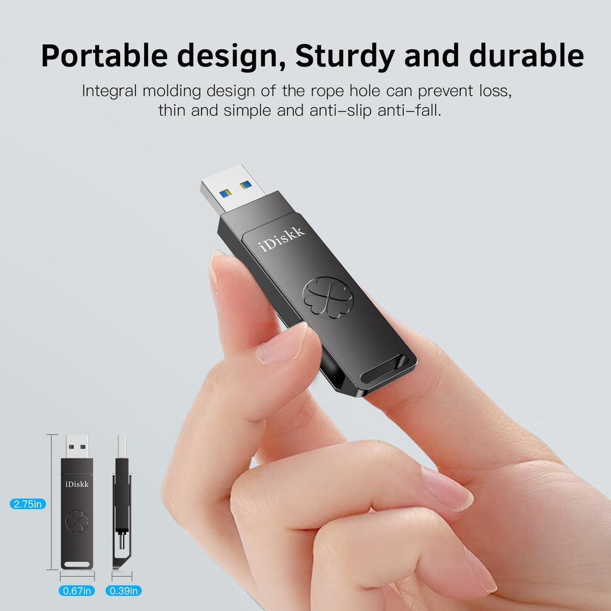 iDiskk Dual USB Flash Drive 256GB External SSD Type-C Memory Drive1000MB/s - Image 8