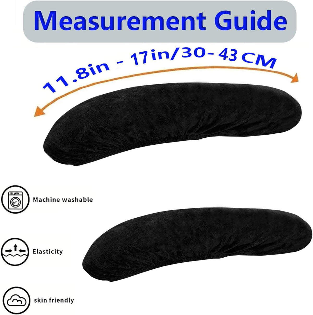 Office Chair Arm Covers,Office Chair Arm Rest Cover Gaming Chair Armrest Covers Office Removable Arm Rest Covering Elastic Chair Armrest Cover (Black, 2Pcs/Set (10-13) x (2-4) x 1.9 inches) - Image 3