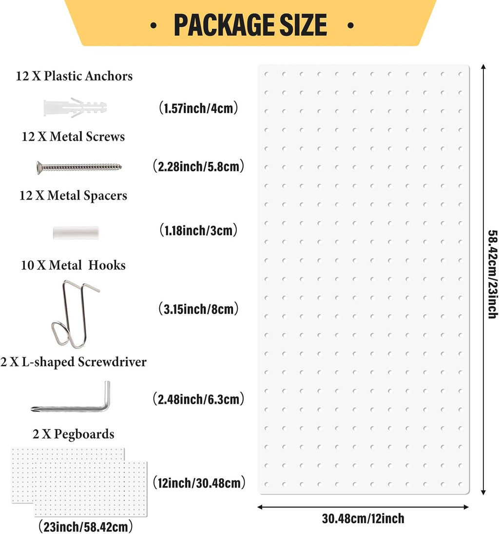 DEWEL 2 Pack Metal Pegboard, 23x12 Inch Pegboard Wall Organizer with Hooks - Image 2