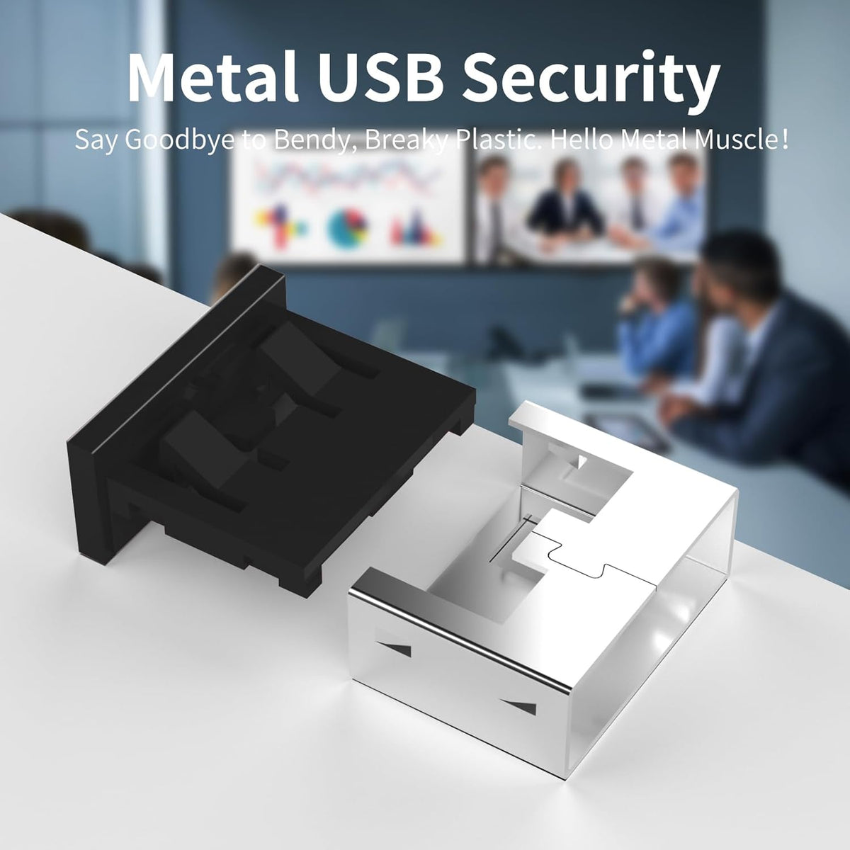 100PCS USB Metal Port Lock Blocker with 10 Keys - Secure USB-A Port Protector for PC/Laptop, Anti-Theft Data Security Lock, Dust & Moisture Proof Cover, Removable Type-A Connector Black - Image 2