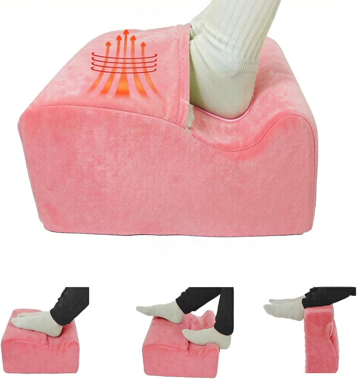 Foot Rest for Under Desk At Work,Ergonomically Designed Home Footrest with Warm Feet Pocket,Comfort Foam Foot Stool Used As A Foot Or Leg Elevator Under Desks,Office Chairs & Sofas or Couch - Pink by Kamellia
