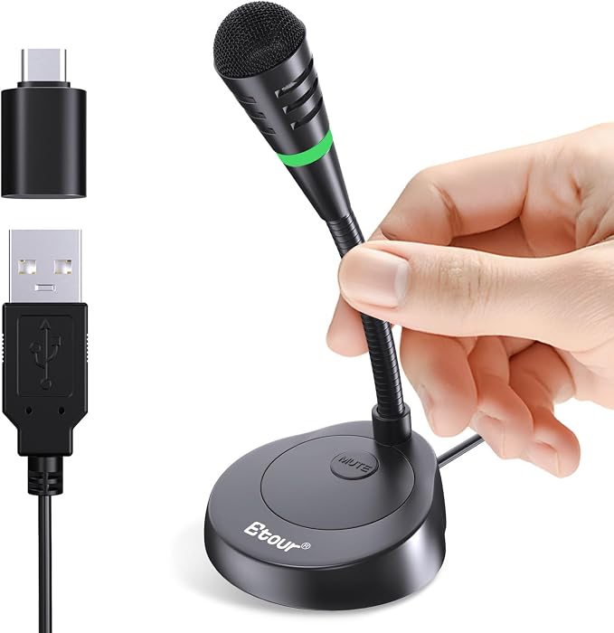 Mic for Mac Mini M4/M4 Pro, USB-C, Plug & Play Desktop, Cardioid Condenser | Custom for Mac Mini M4/M4 Pro, External Small Computer Mic for Laptop, MacBook Pro/Air, Recording, Dictation, Meeting by EtourAudio