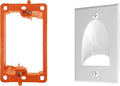 1 Pack Wall Plate Cable Pass Through with Bracket - In Wall Cable Management Kit - Recessed Cable Wall Plate Pair with Single Gang Low Voltage Mounting Bracket - Decorator Cover for Low Voltage Cables by BestMounts