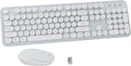 Colorful Wireless Keyboard and Mouse Combo Green White | Full-Sized Office Keyboard with Typewriter Flexible Keys, 2.4GHz Dropout-Free Connection, Optical Mouse for PC Laptop by FCPLU