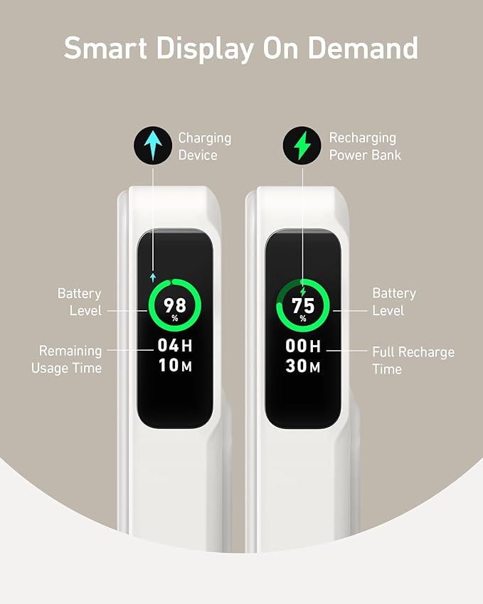 Anker MagGo Power Bank, 10,000mAh Qi2-Certified 15W Max Portable Charger | Fast MagSafe-Compatible Battery Pack, Smart Display, Foldable Stand, for iPhone 16 / 15 / 14 / 13 Only (USB-C Cable Included) - Image 3