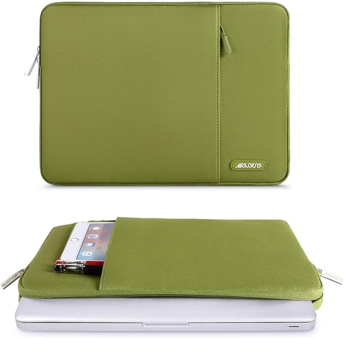 MOSISO Laptop Case 15 inch, Laptop Sleeve Bag with Pocket | Compatible with MacBook Air 15 inch M5 M4 M3 M2 2026-2023, Dell XPS, Polyester Vertical Computer Bag, Chartreuse - Image 2