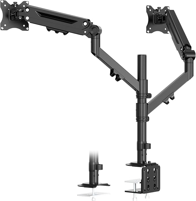 Dual Monitor Mount for 17-40'', Holds up to 26.4 lbs/arm | Vertical/Parallel Placement Monitor Desk Arms for 2 Monitors, with Clamp/Grommet Base, VESA Mount 75/100 mm - Image 7