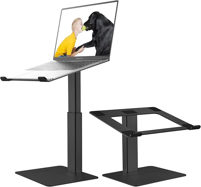 Laptop Stand for Desk, Ergonomic Aluminum Laptop Stand Adjustable Height from 7-15", Sitting and Standing Laptop Riser for 10-17" Notebook by VECOFO