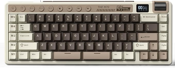 RK ROYAL KLUDGE M70 Wireless Mechanical Keyboard with Display/Macro Keys | Massive 6000mAh Creamy Gaming Keyboard w/Macro Keys/Digital Screen/Knob, Hot Swappable 75% Wireless Keyboard BT/2.4G/USB-C - Image 10