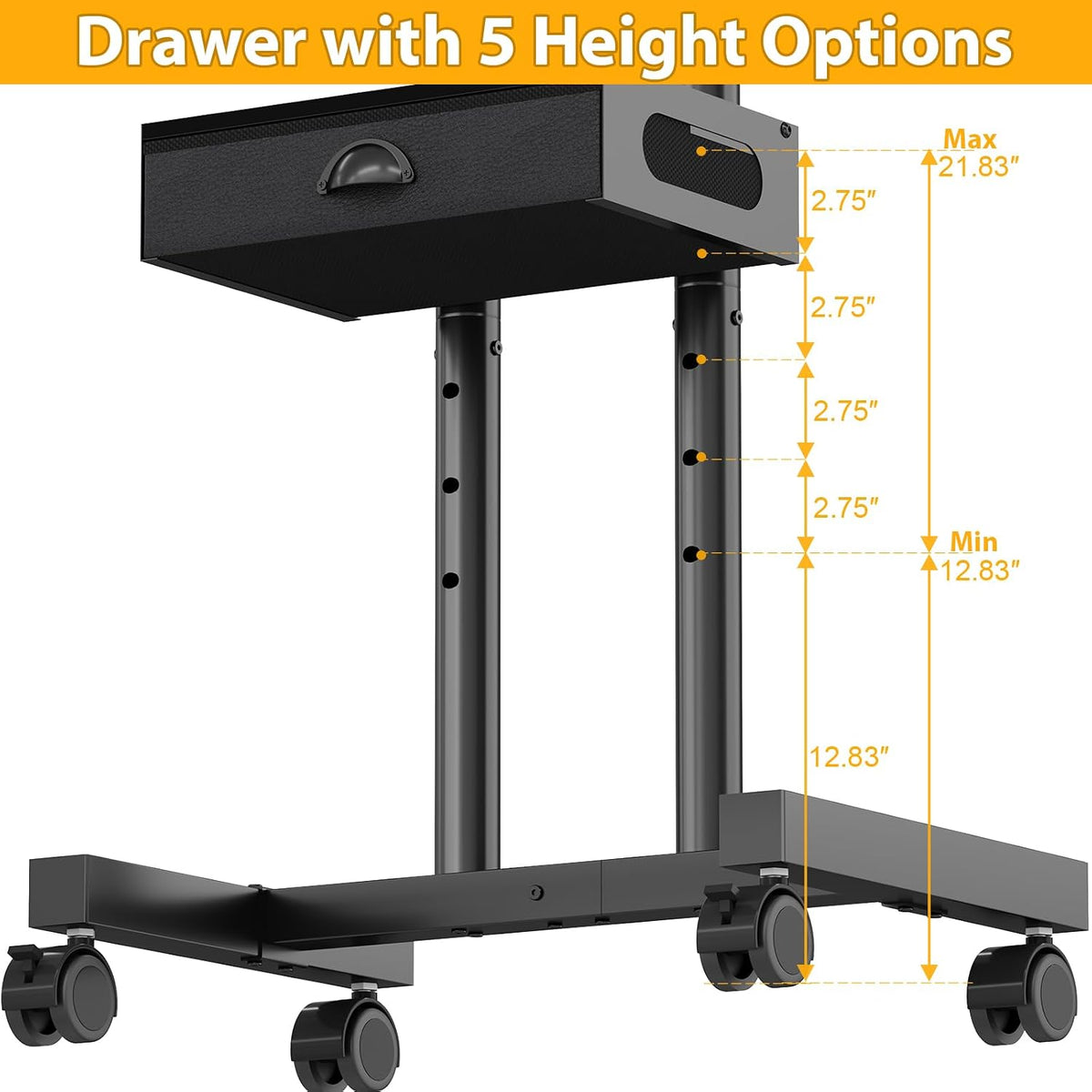 Rolling TV Stand with Drawer for 32-75 Inch TVs, Adjustable Storage Shelf - Image 6