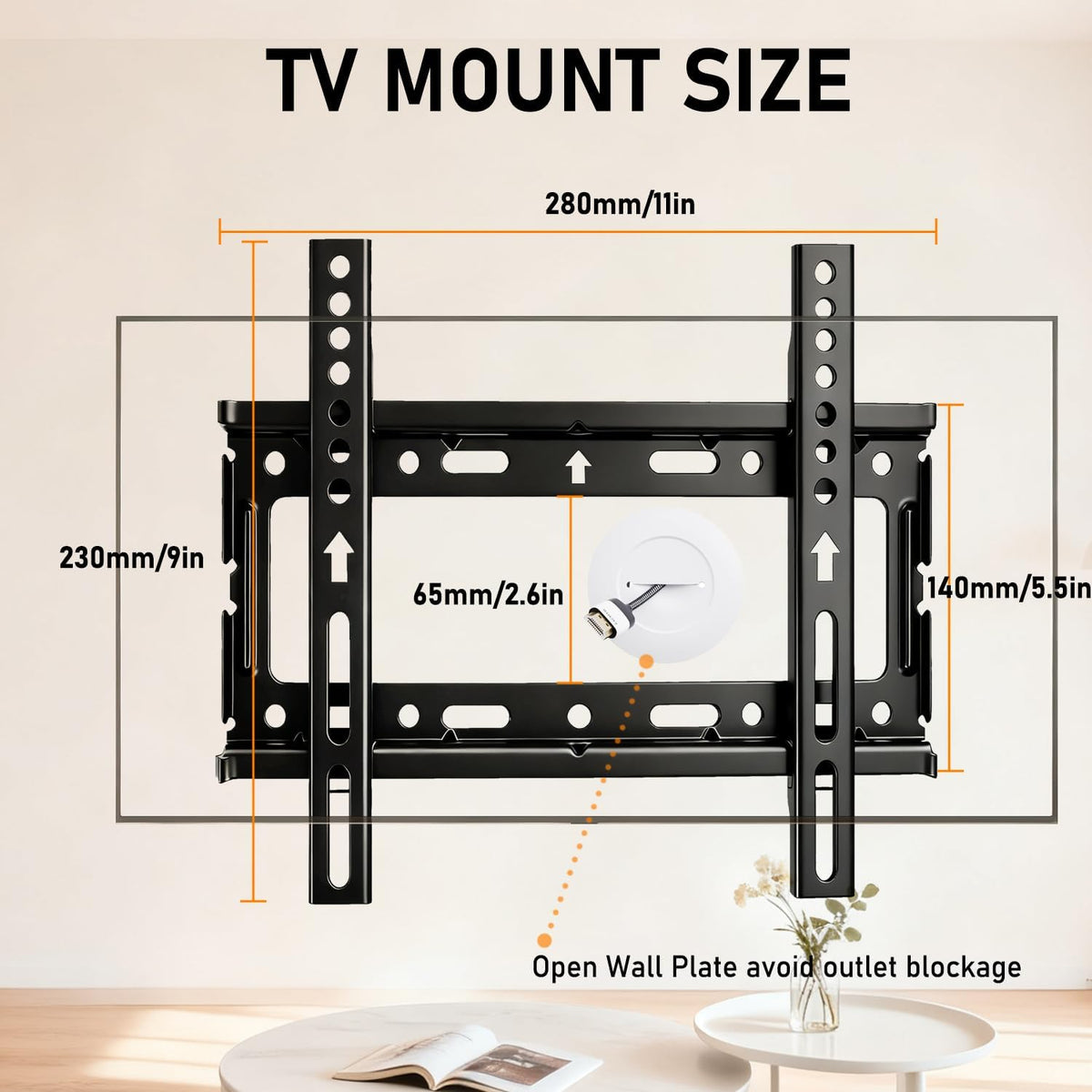Fixed TV Wall Mount for 14-43” LED LCD OLED Flat Screen Plasma TVs - Image 8
