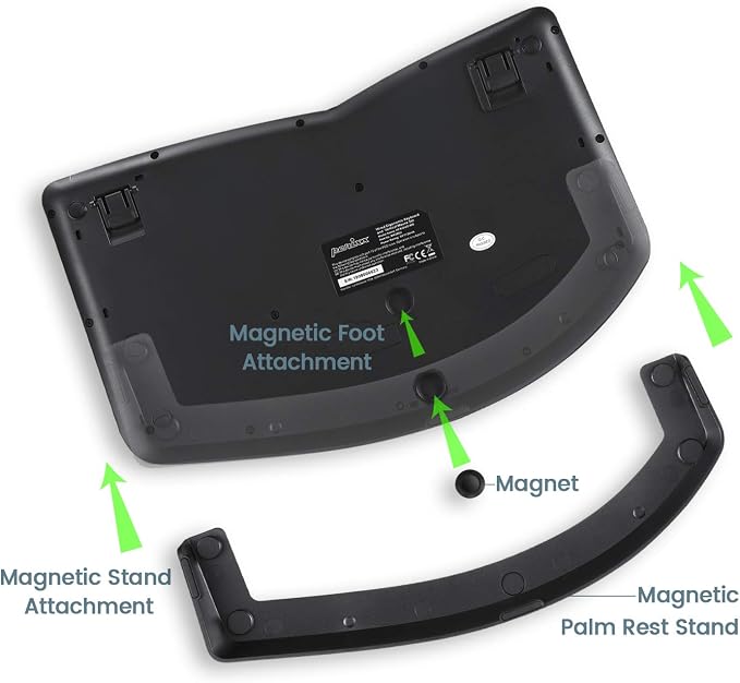 Perixx PERIDUO-606 Wireless Mini Ergonomic Keyboard with Portable Vertical Mouse - Adjustable Palm Rest Stand - Membrane Low Profile Keys - US English - Image 7