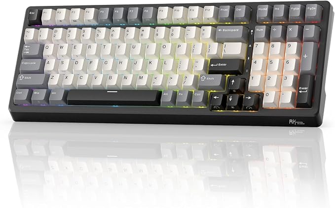 RK ROYAL KLUDGE F99 Wireless Mechanical Keyboard, Gasket Structure | 95% 100 Keys Hot Swappable RGB Gaming Keyboard, Tri-Mode BT/2.4GHz/USB-C, Pre-lubed Custom Switches, for PC/Xbox/PS4/PS5 by RKROYALKLUDGE