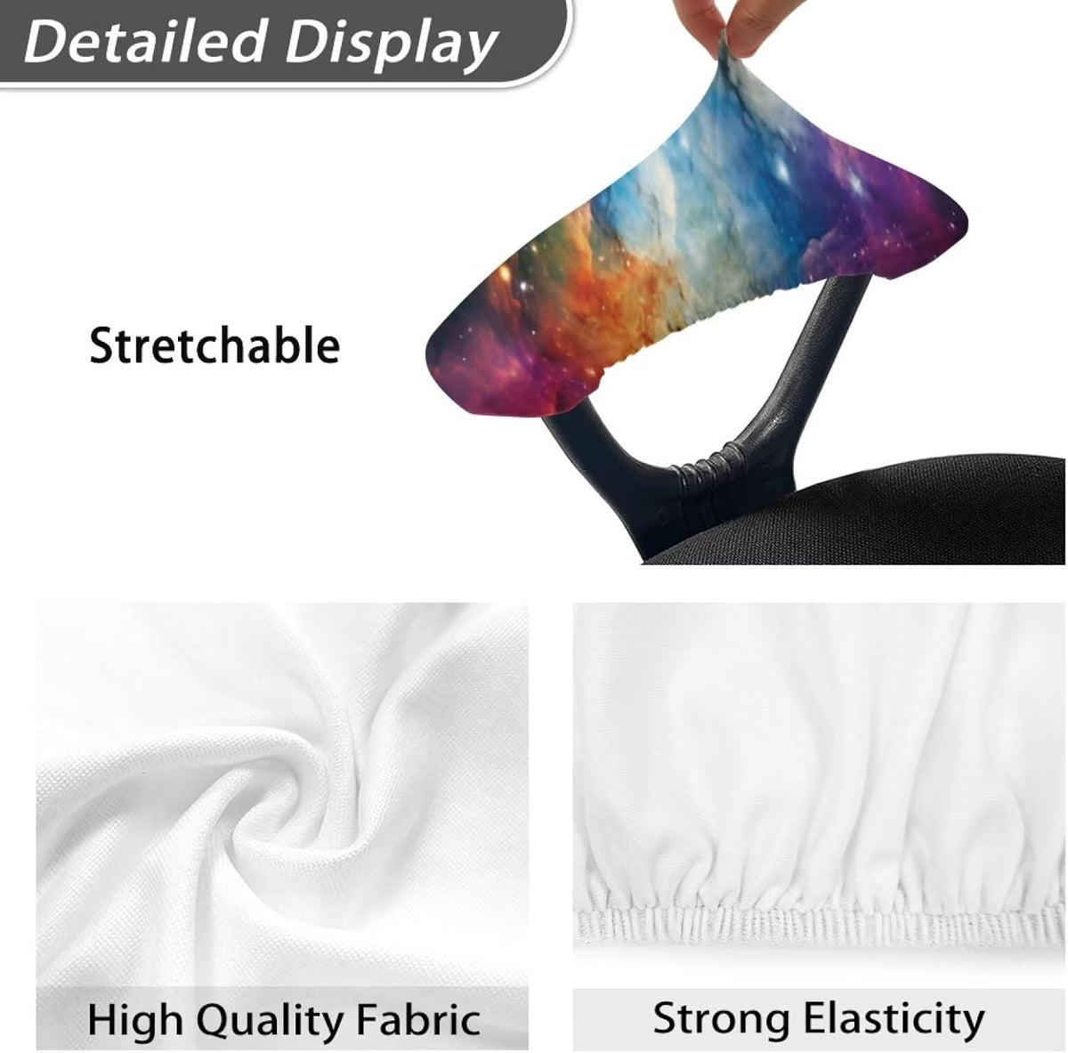 2Pcs Office Chair Arm Cover, Starry Sky Print Chair Armrest Covers, Office Seat Hand Rest Protector, Elastic Skin Friendly Computer Arm Protectors - Image 5