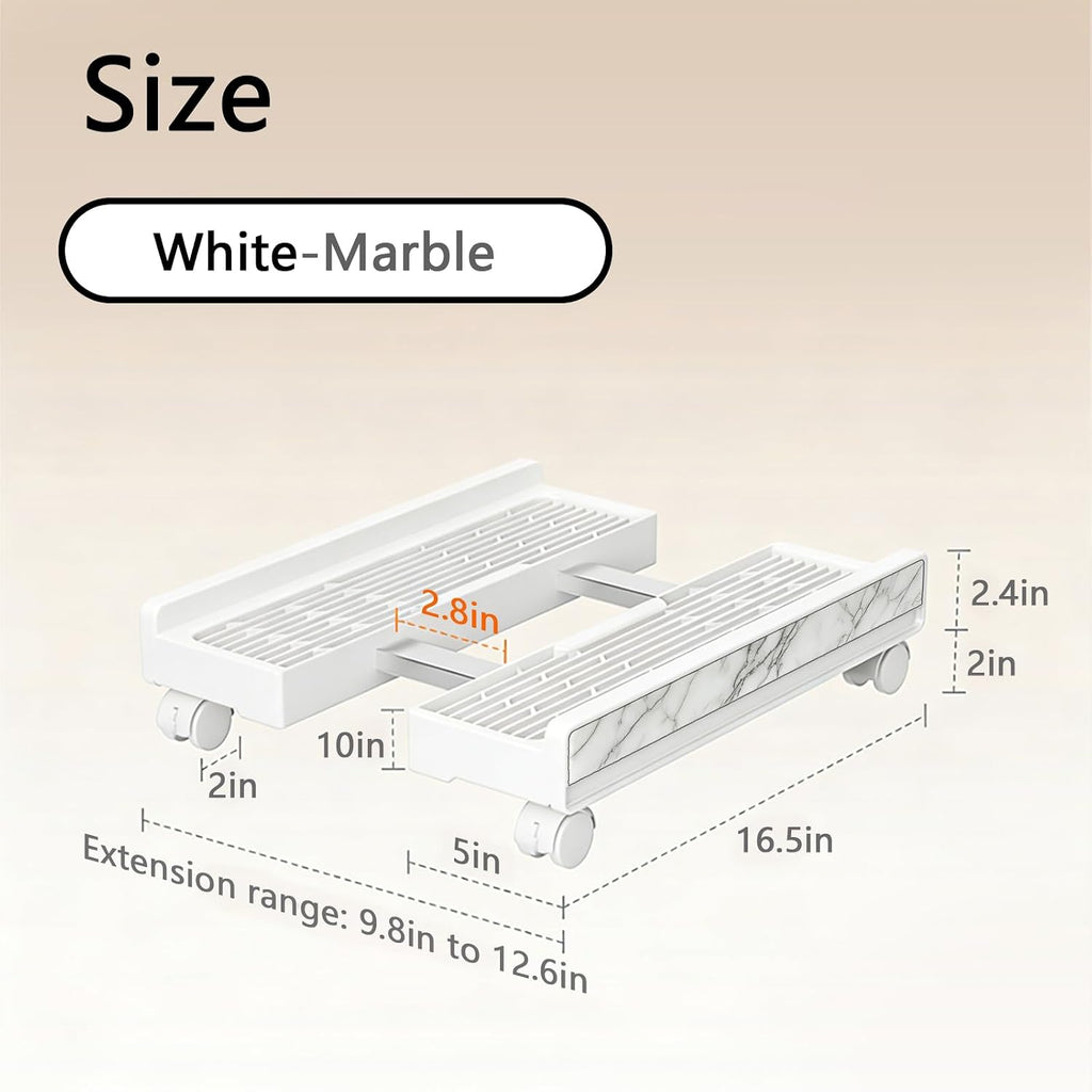 Heavy-Duty Adjustable Mobile CPU Stand with Locking Wheels,PC Tower Floor Cart,Ventilated Rolling Computer Holder Fits Most Gaming&Office Towers, Under Desk PC Riser with Caster Wheels (Marble Pattern) - Image 6