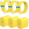iPhone 17 16 15 Charger Fast Charging 3+3Pack 20W USB C Wall Charger with Extra Long 10FT Fast Charging Cable Compatible with iPhone 17/17 Air/17 Pro/17 Pro Max/iPhone 16/15 Series, iPad Pro-Yellow by Coreykin