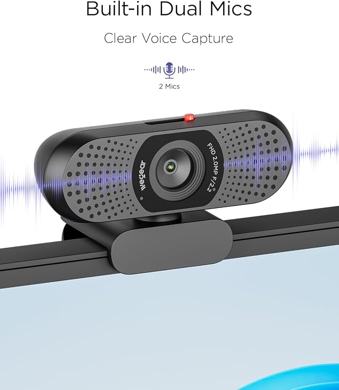 wegear Full HD 1080p Webcam for PC, Laptop & Desktop, Built-in Dual Microphones, Privacy Cover, 85°FOV, Fixed Focus, Plug & Play USB-A Computer Camera for Zoom, Teams, FaceTime, Google Meet, Streaming - Image 5