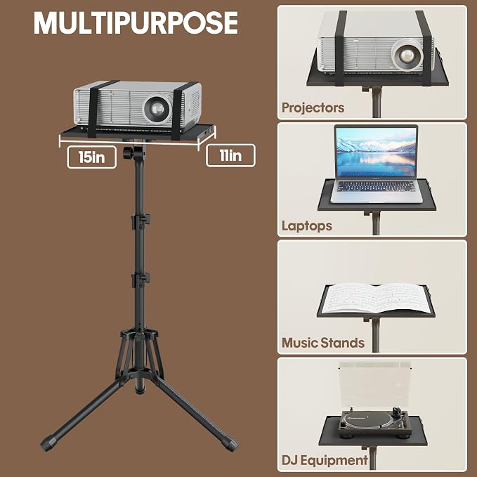 KOOV Projector Stand Adjustable Height 20" to 61" | Foldable Projector Tripod Stand with Mouse Tray & Phone Holder, Perfect for Office Home Stage Studio DJ Racks Podium Stand - Image 6