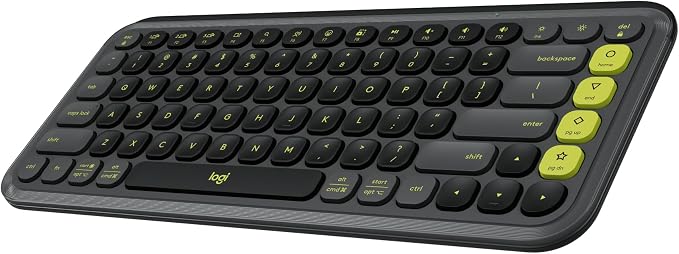 Logitech POP ICON Keys Wireless Bluetooth Keyboard - Graphite and Green | Comfortable typing, Bluetooth, programmable keys, easy-switch up to 3 devices, for laptop, tablet, PC by Unknown