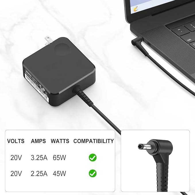 Charger Compatible Lenovo Laptop Computer 65W 45W Round Tip Power Supply AC Adapter Fit for Lenovo IdeaPad 330-14, 330-15, 330-17, 510-15, 330s-14, 330s-15, Flex 6-14 Laptop Charger - Image 5