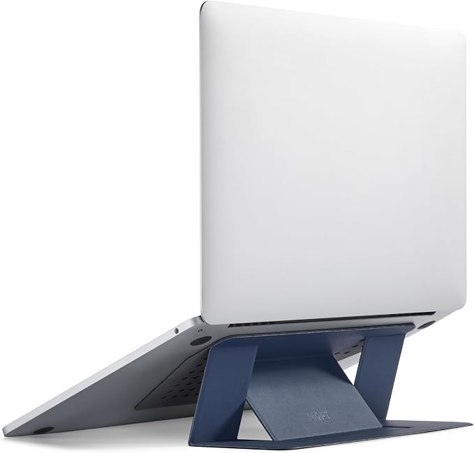 MOFT Laptop Stand for Desk, Adhesive MacBook Computer Stand with 2 Adjustable Viewing Angles, Foldable and Portable Laptop Riser Compatible with 11"-16" Laptops, Navy Blue(Adhesive Version) by MOFT