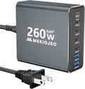 MEKIOJEO Aluminum Alloy 260W USB C Charger GaN Fast USB C Charging Station | 7 Ports 65W Laptop Charger for MacBook Pro/Air/iPad Pro/iPhone by MEKIOJEO