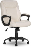 Amazon Basics Classic Puresoft PU Padded Mid-Back Office Chair with Armrest, Height Adjustable, Easy to Assemble, 26"D x 23.75"W x 42"H, Cream by AmazonBasics
