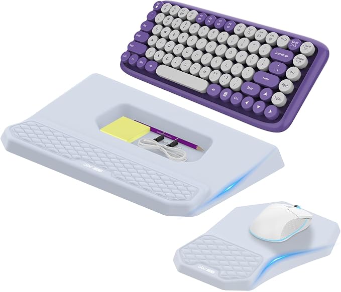 Ergonomic Wrist Rest with Keyboard Stand and Mouse Pad for Easy Typing | Keyboard Holder with Storage Slot, Mousepad for Carpal Tunnel Pain Relief with Massage Bulge and Slow Rebound Memory Foam by abcmat