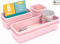 6 PCS Drawer Organizer Set, 3 Size Makeup Drawer Divider Organizer With Non-Slip Pads, Interlocking Plastic Storage Bins for Office,Jewelry Vanity,Gadgets, Bathroom,Kitchen, Pink by StoreHappily