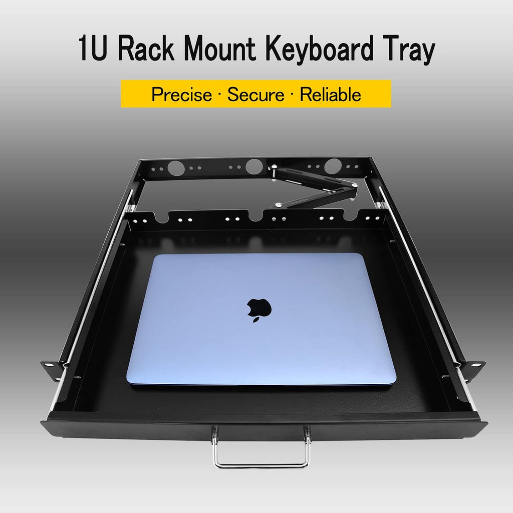 1U Rack Mount Sliding Keyboard Tray Cantilever for Server Data Network Rack - Image 2