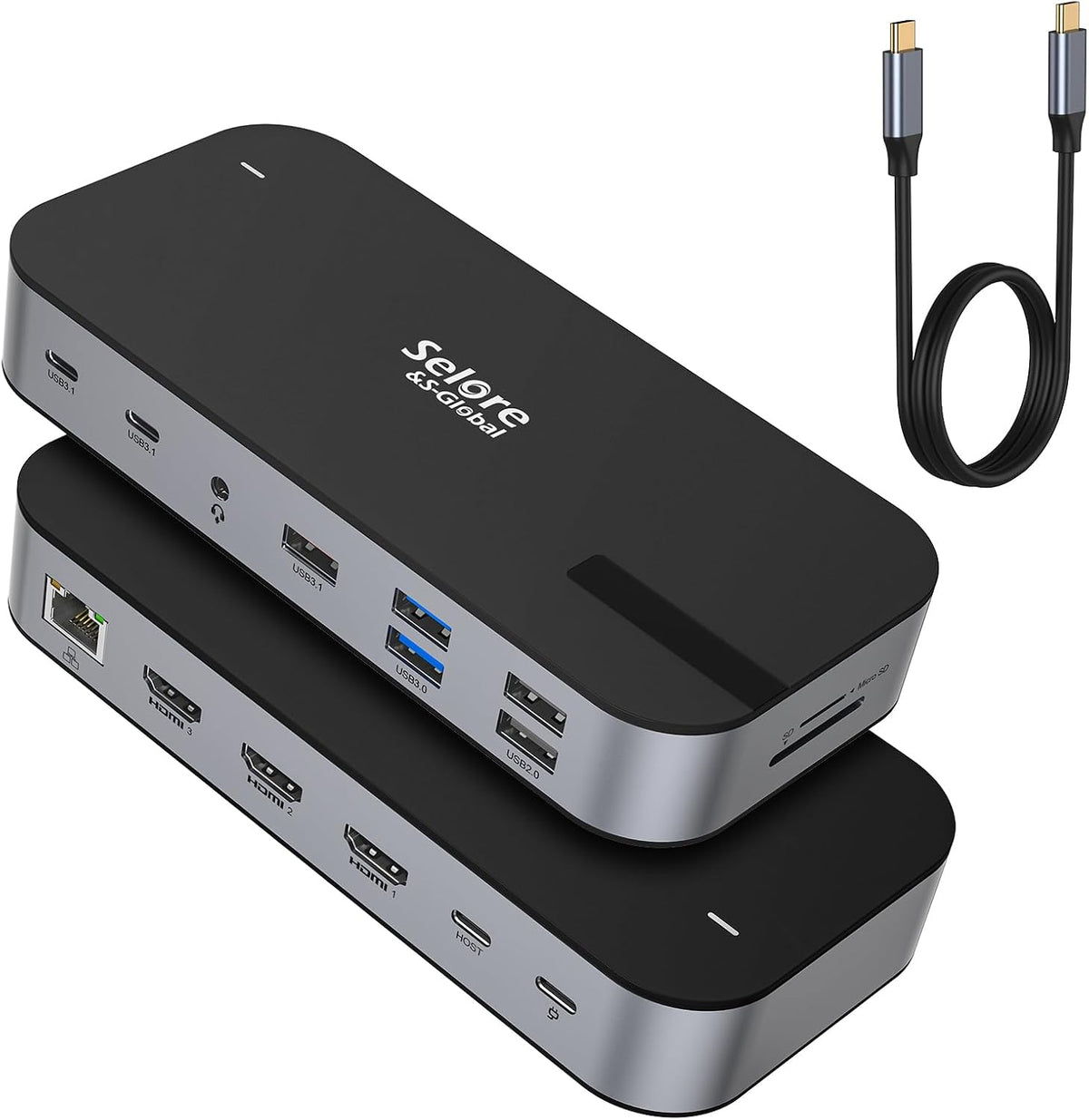 Selore 3 HDMI Docking Station Triple Monitor Docking Station 3 Monitors by Selore&S-Global