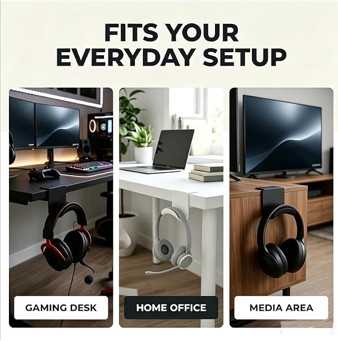 4Pcs Headphone Bracket, Wall-Mounted Headphone Holder, Stick-on Headset Hook Stand, Gaming Earphones Hanger(Black and White) - Image 6